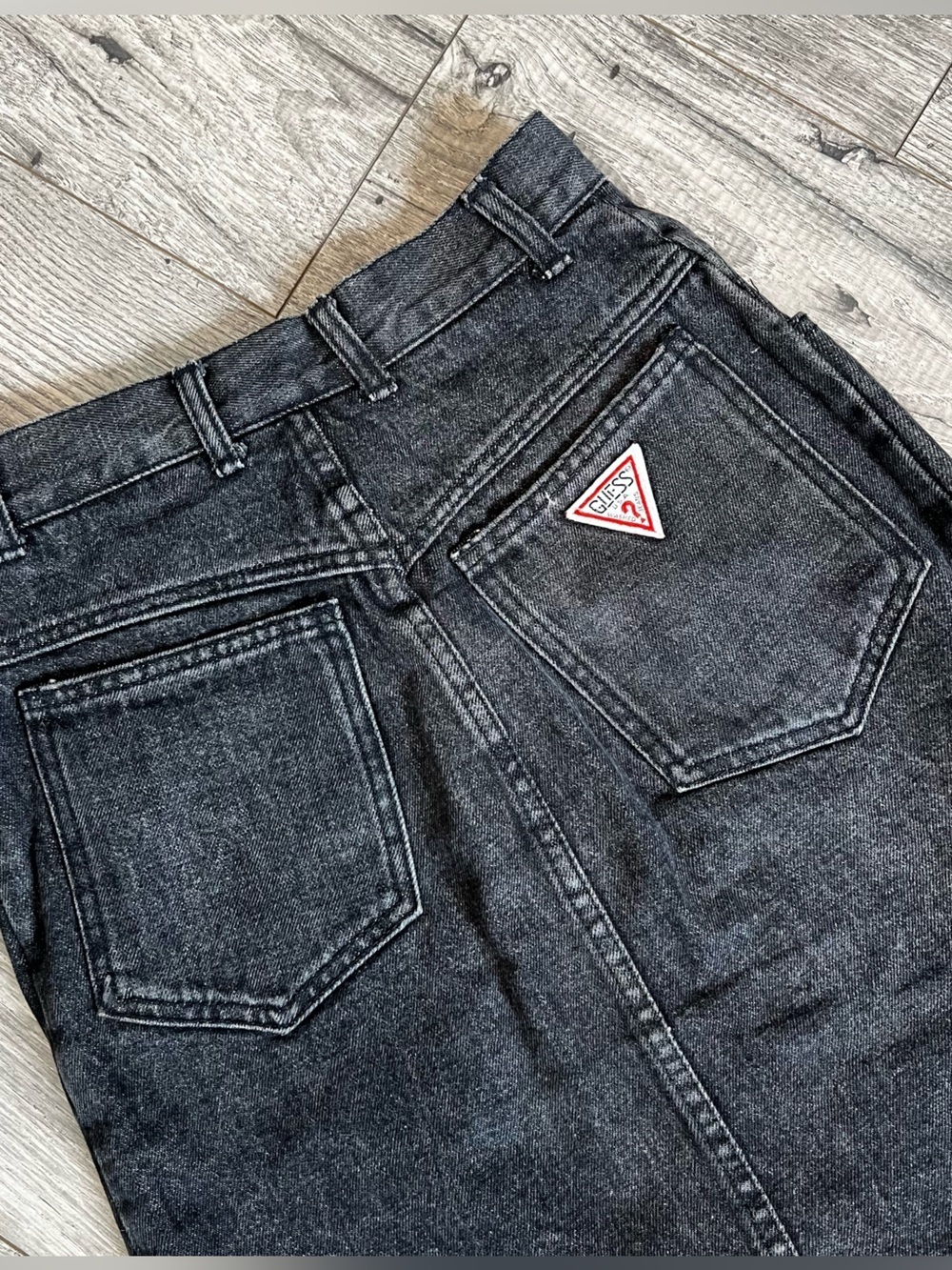 Vintage Guess Black Denim Mini Skirt- Size 27